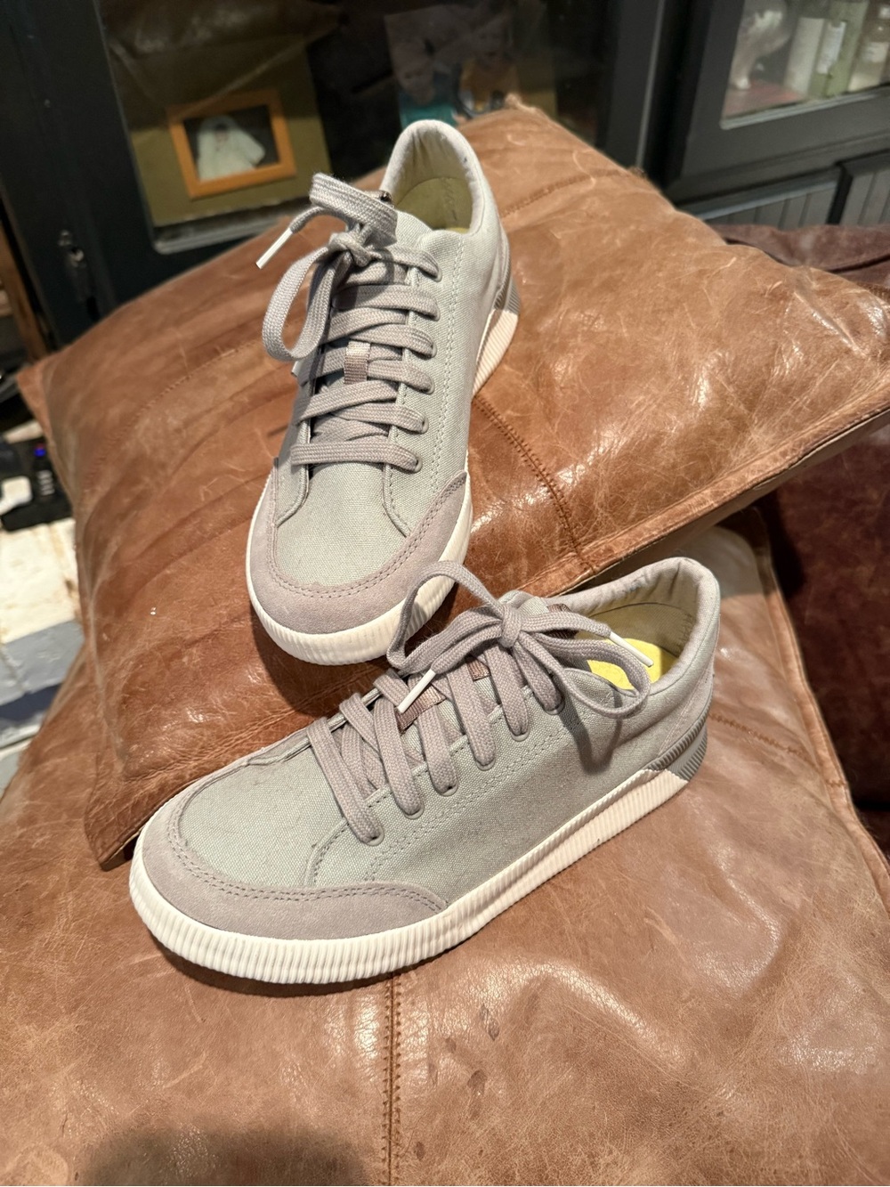 Sorel Gray Low-Top Canvas and Suede Sneakers
